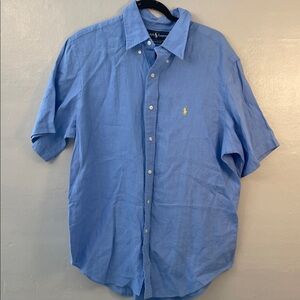 Ralph Lauren Light Blue Button Down Shirt 100% Linen size large